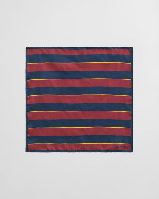 PLUMPED RED, STRIPED POCKET SQUARE BY GANT AU.