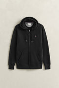 BLACK, REG SHIELD FULL ZIP HOODIE, FLAT-LAY BY GANT AU.