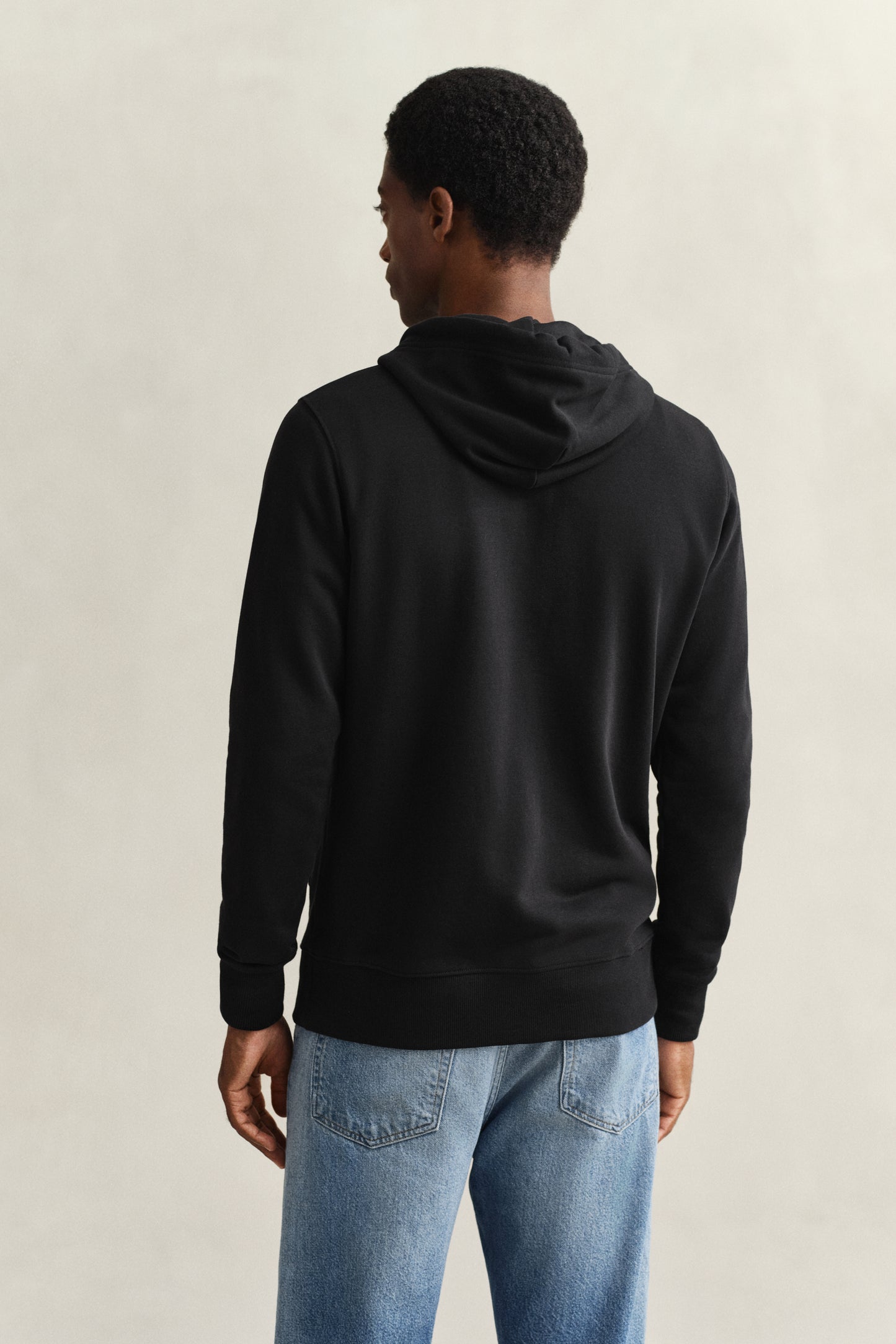 BLACK, REG SHIELD FULL ZIP HOODIE, BACK-VIEW BY GANT AU.