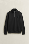 BLACK, REG SHIELD HALF ZIP SWEAT, FLAT-LAY BY GANT AU.