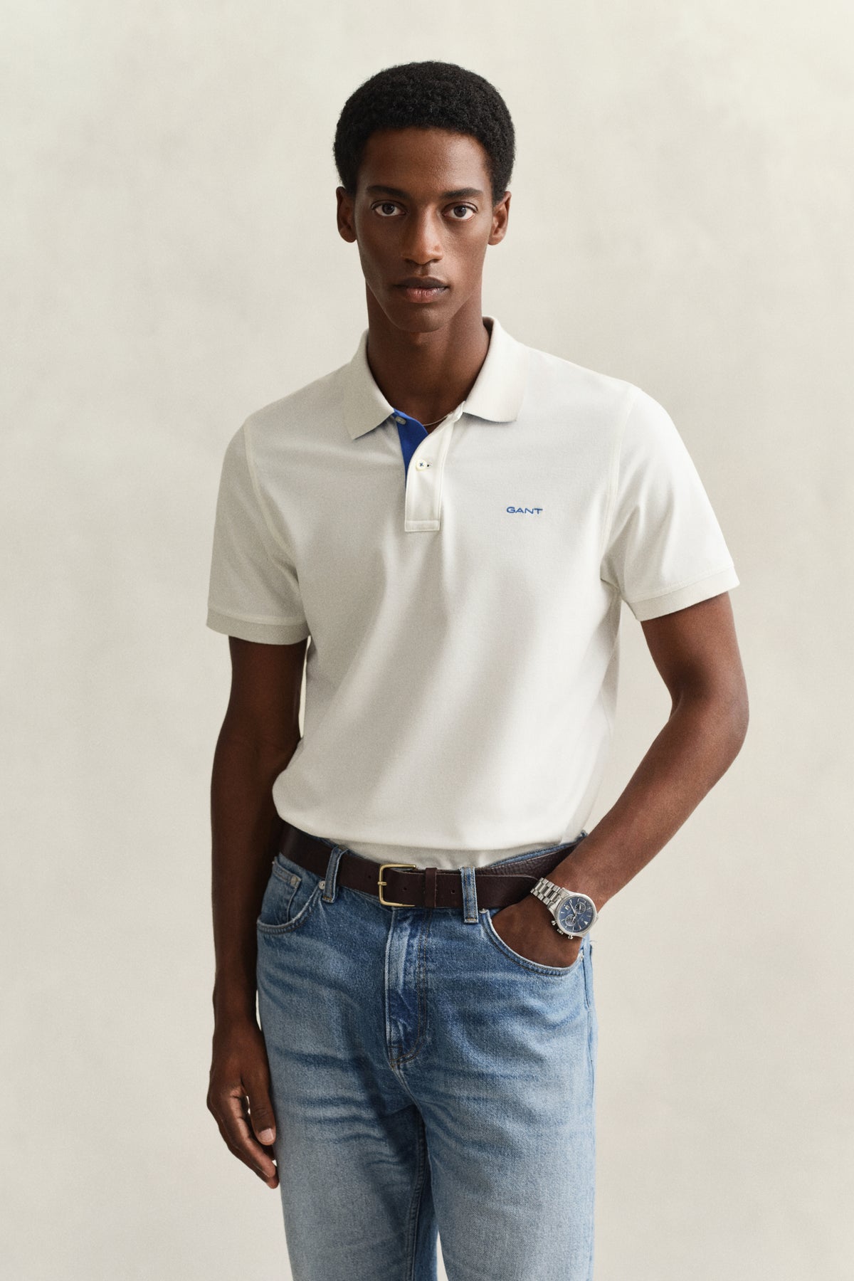 EGGSHELL, Contrast Polo Shirt, FRONT-VIEW BY GANT AU.