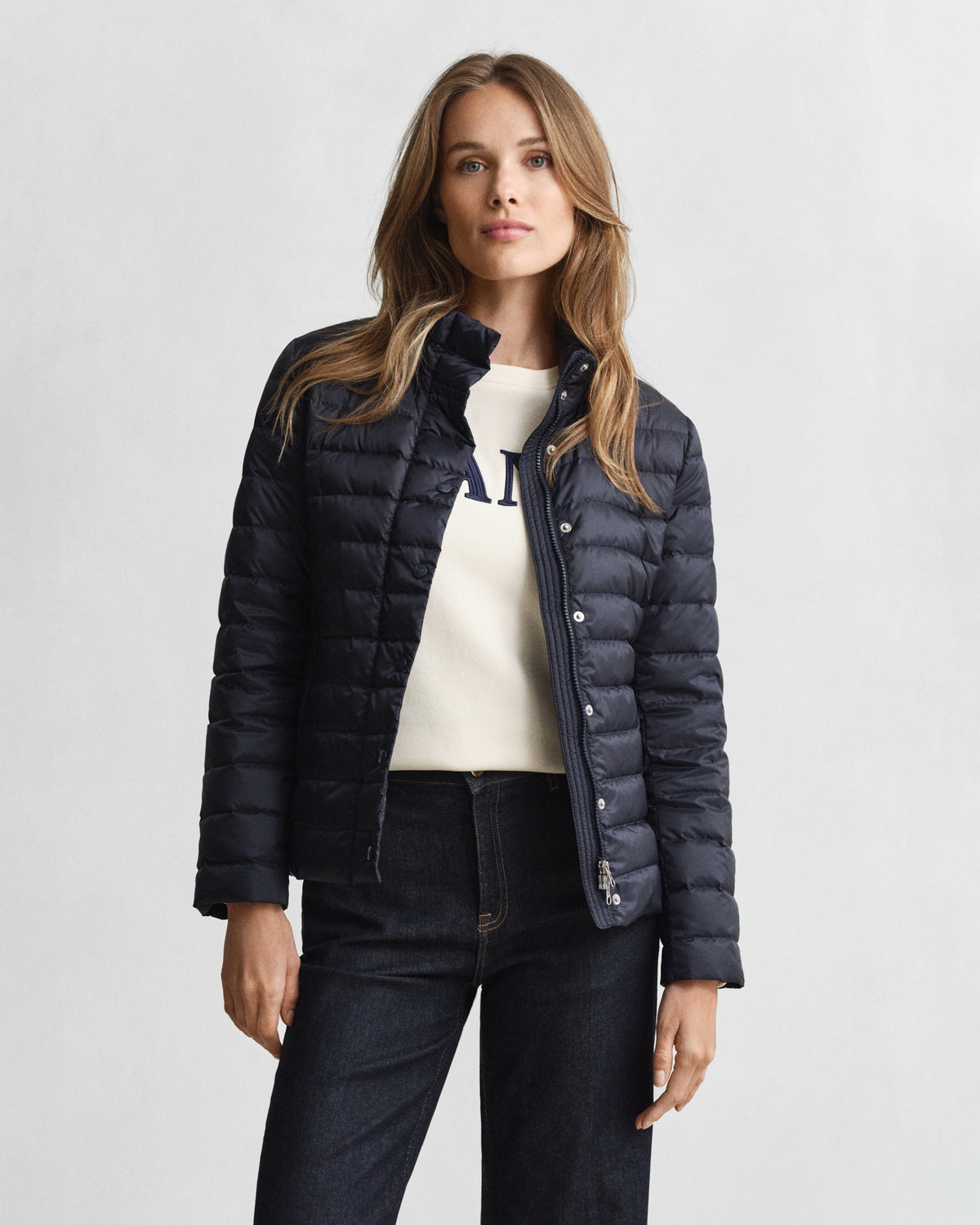 EVENING BLUE, LIGHT DOWN JACKET, FRONT-VIEW BY GANT AU.