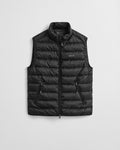 BLACK, LIGHT DOWN VEST, FLAT-LAY BY GANT AU.