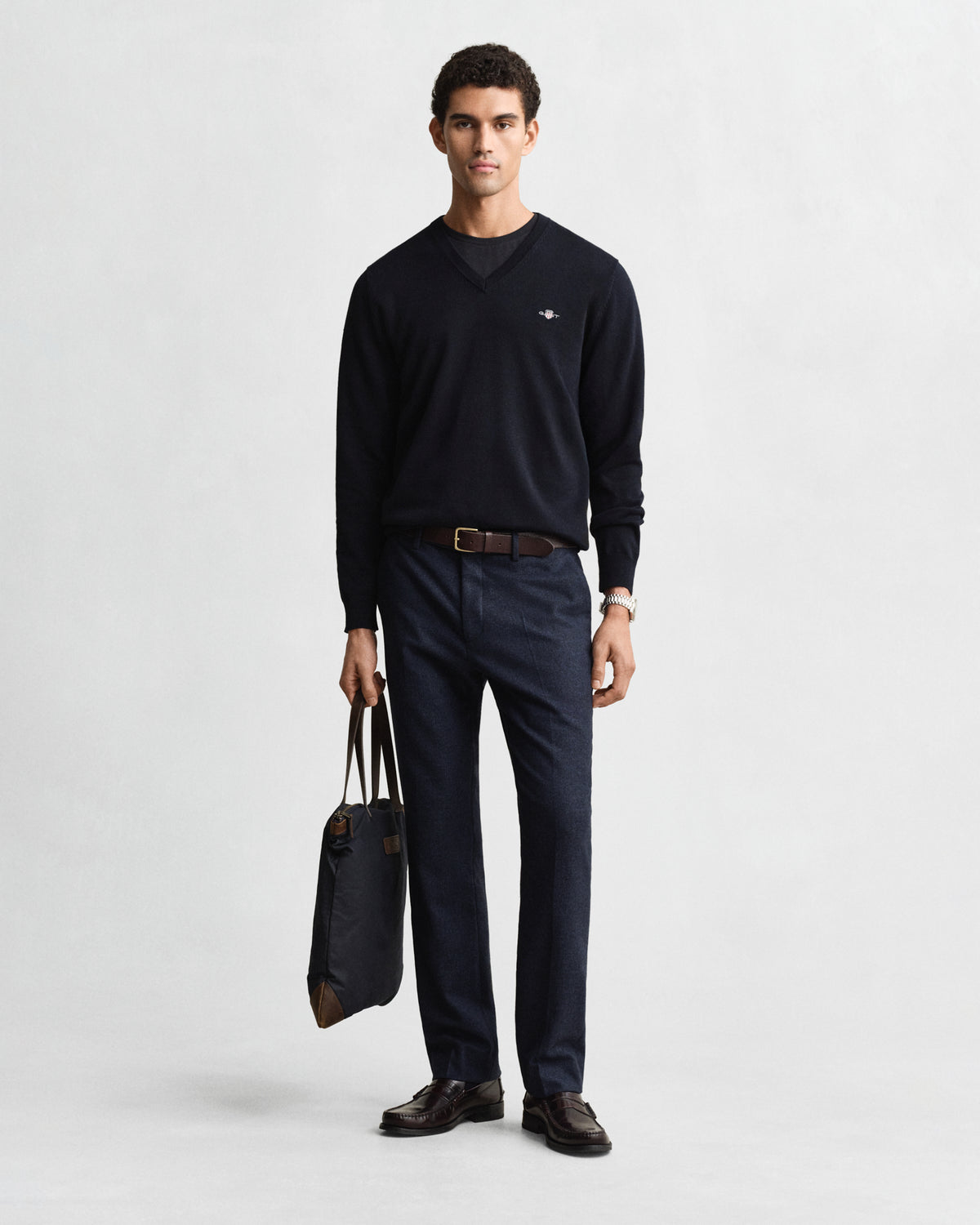 EVENING BLUE, CLASSIC COTTON V-NECK BY GANT AU.
