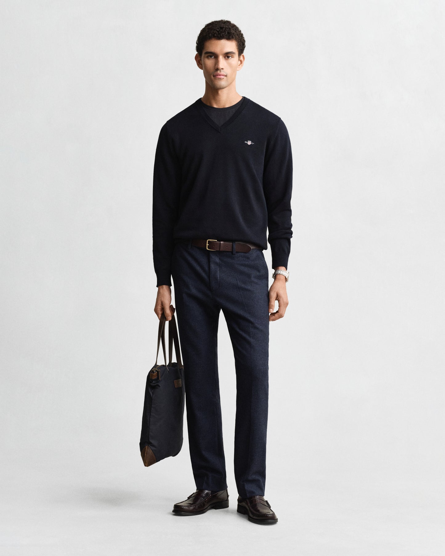 EVENING BLUE, CLASSIC COTTON V-NECK BY GANT AU.