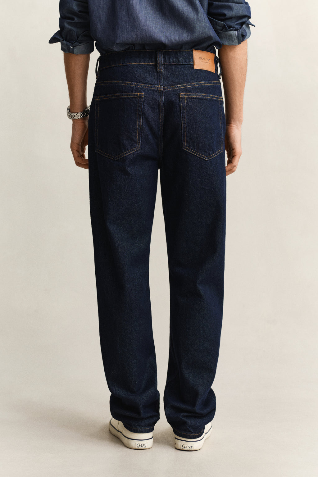 DARK BLUE, Straight Jeans, BACK-VIEW BY GANT AU.