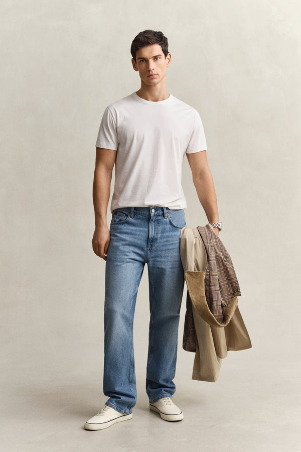 SEMI LIGHT BLUE WORN IN, Straight Jeans, FRONT-VIEW BY GANT AU.