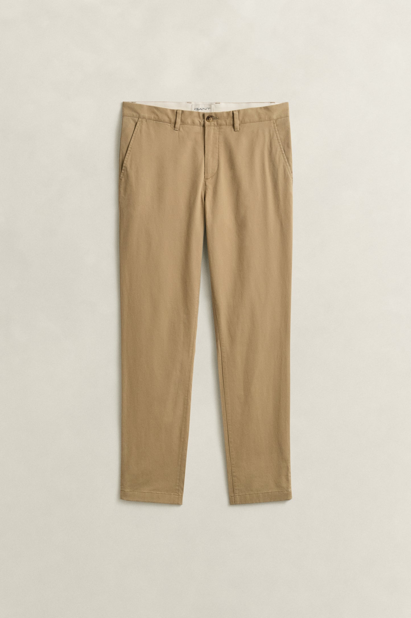 DARK KHAKI, Classic Slim Chinos, FLAT-LAY BY GANT AU.