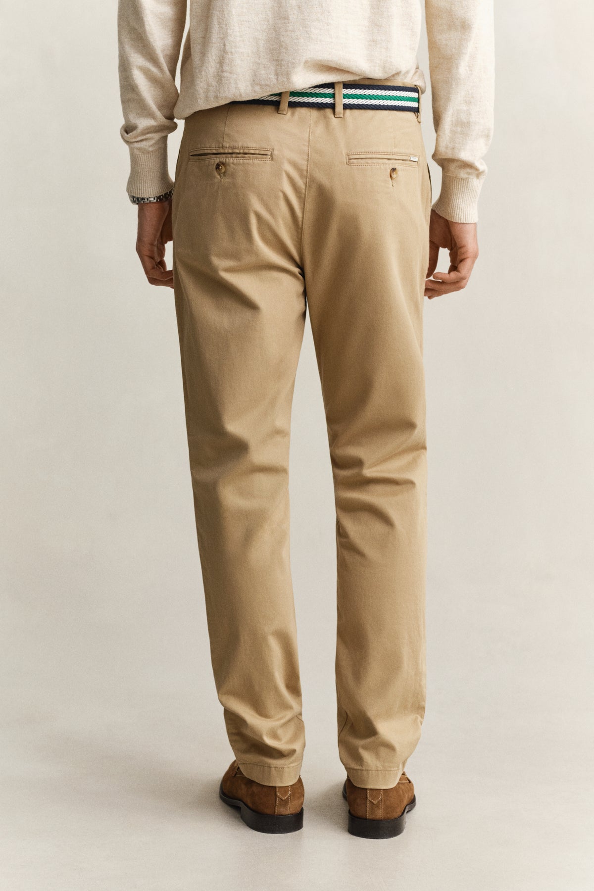 DARK KHAKI, Classic Slim Chinos, BACK-VIEW BY GANT AU.