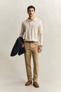 DARK KHAKI, Classic Slim Chinos, FRONT-VIEW BY GANT AU.