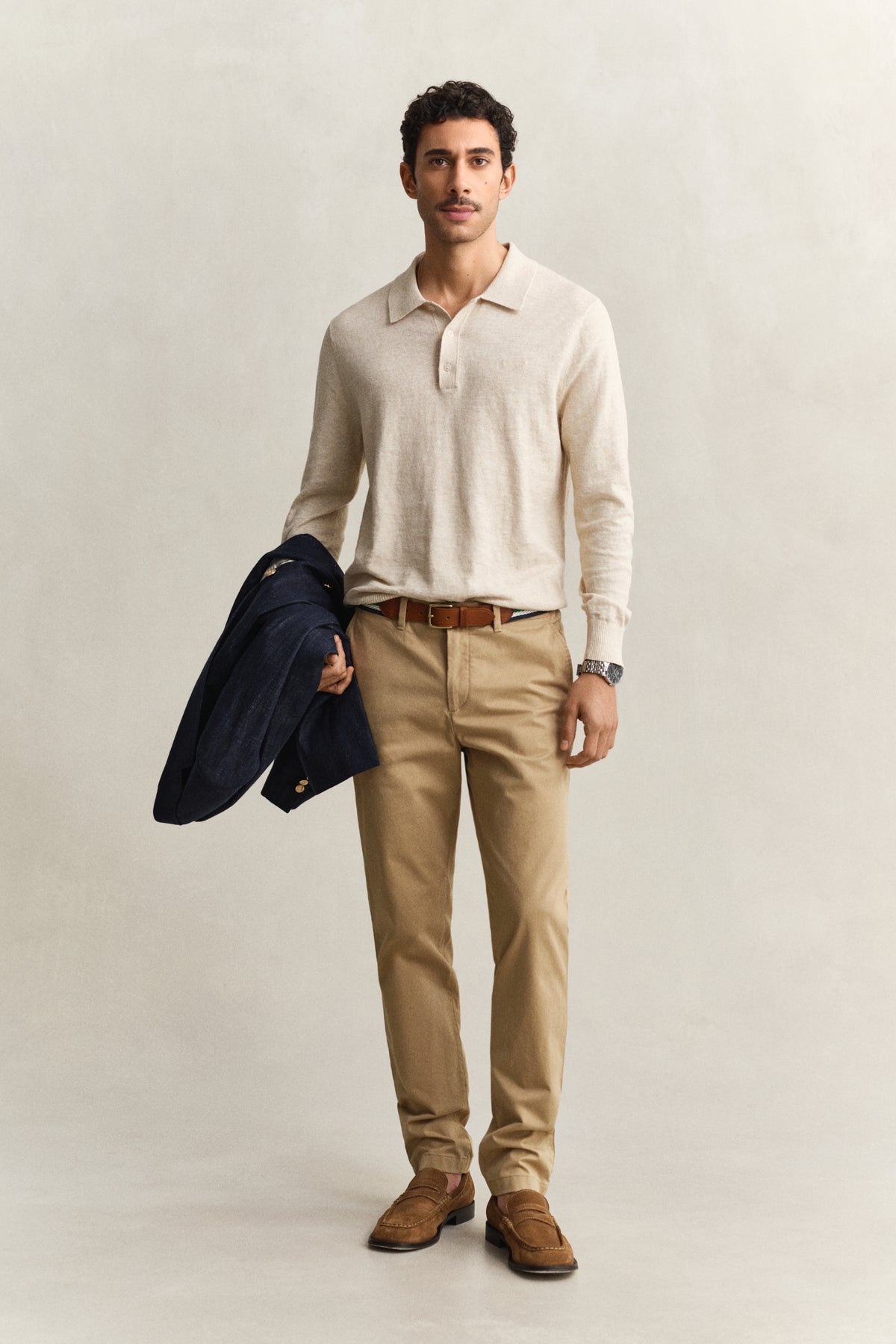 DARK KHAKI, Classic Slim Chinos, FRONT-VIEW BY GANT AU.