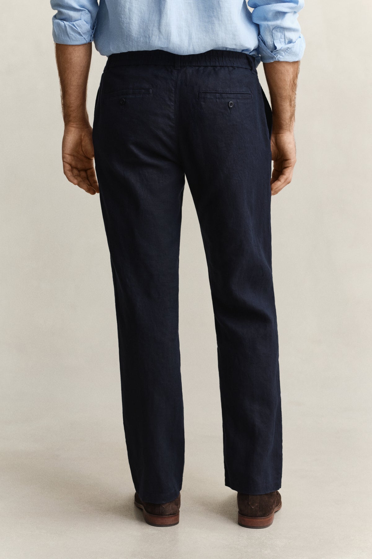 EVENING BLUE, Linen Pants, BACK-VIEW BY GANT AU.