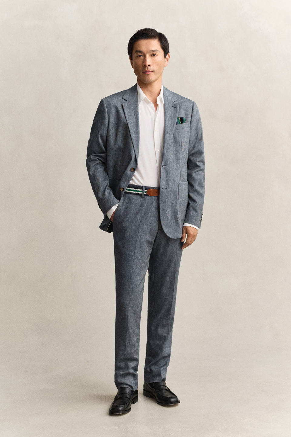 Indigo Herringbone Suit Pants