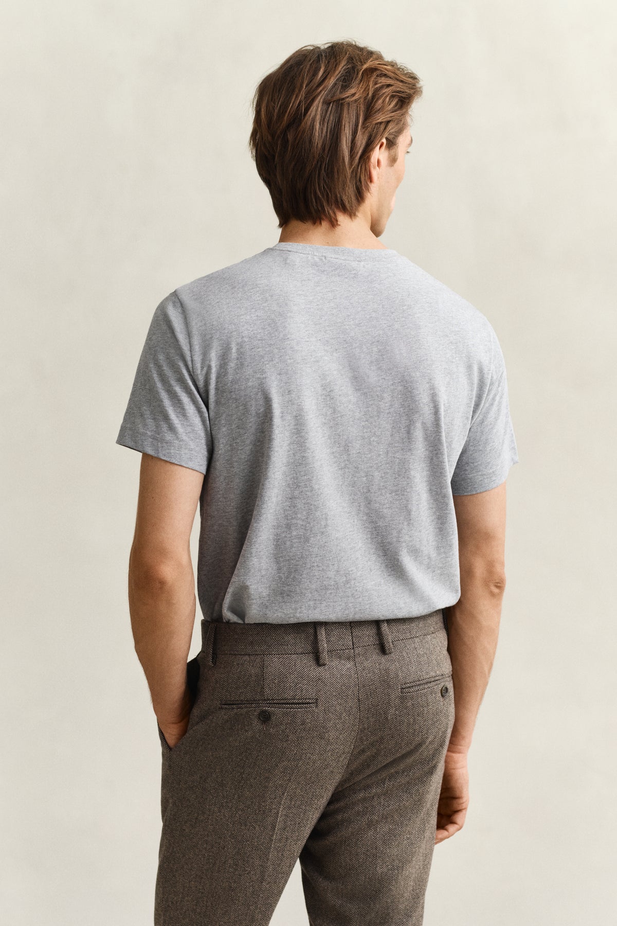 GREY MELANGE, Shield T-Shirt, BACK-VIEW BY GANT AU.