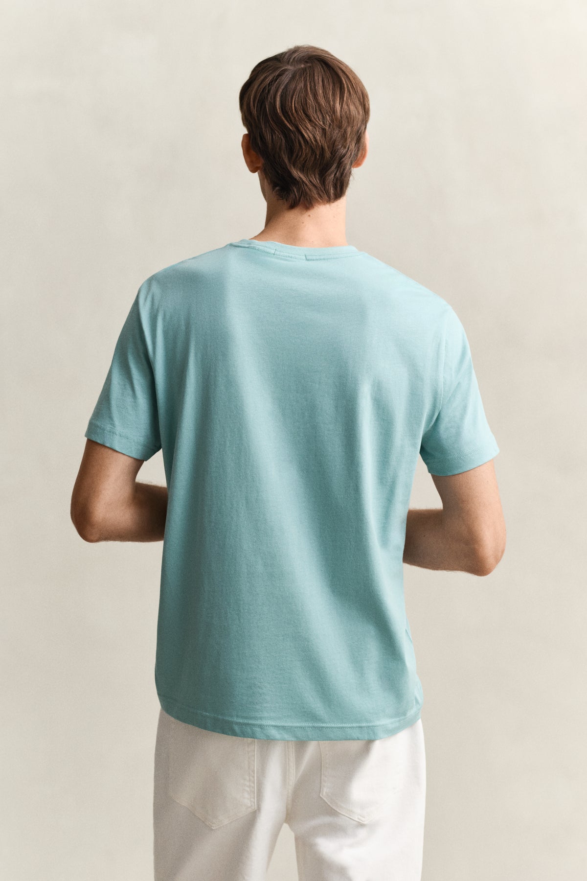 MUTED TURQUOISE, Shield T-Shirt, BACK-VIEW BY GANT AU.
