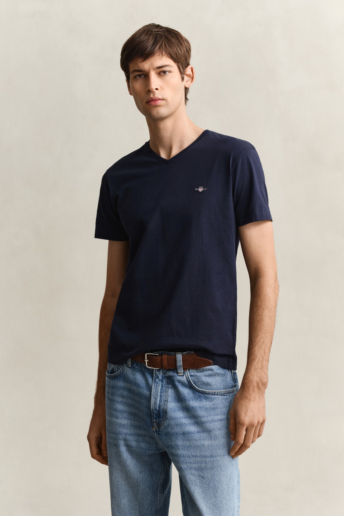 EVENING BLUE, Slim Shield T-Shirt, FRONT-VIEW BY GANT AU.