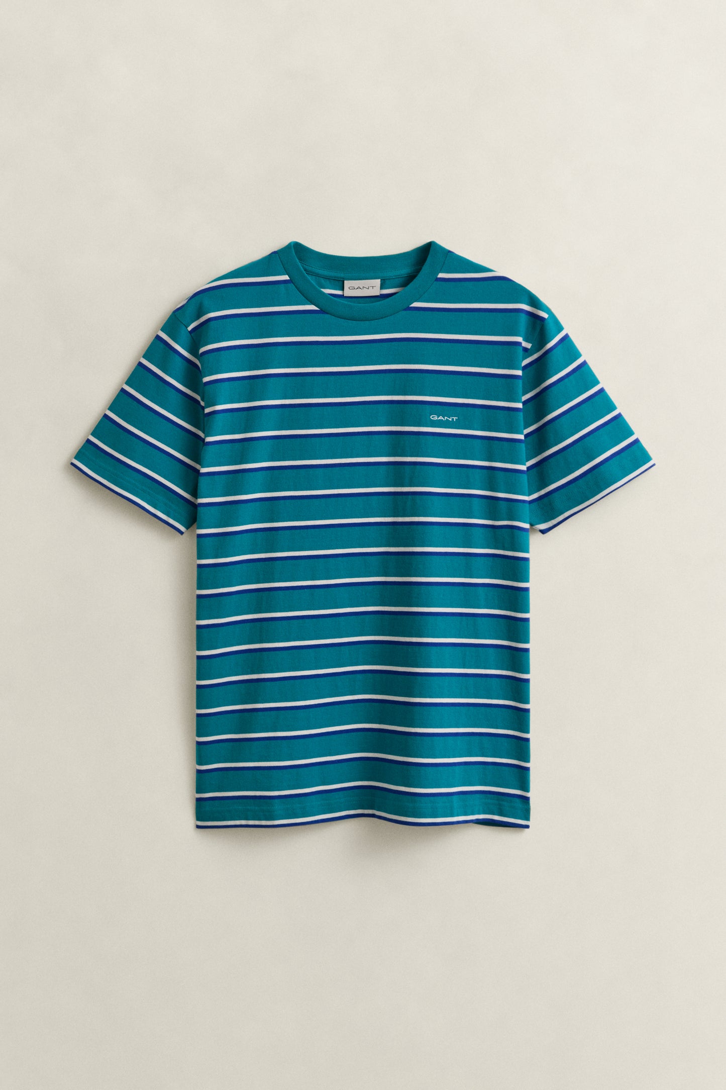 AQUA BLUE, MULTISTRIPE SS TSHIRT BY GANT AU.