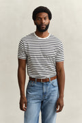 EGGSHELL, PIMA STRIPE SS TSHIRT, FRONT-VIEW BY GANT AU.