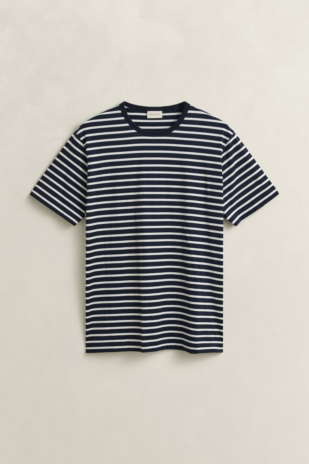 EVENING BLUE, PIMA STRIPE SS TSHIRT, FLAT-LAY BY GANT AU.