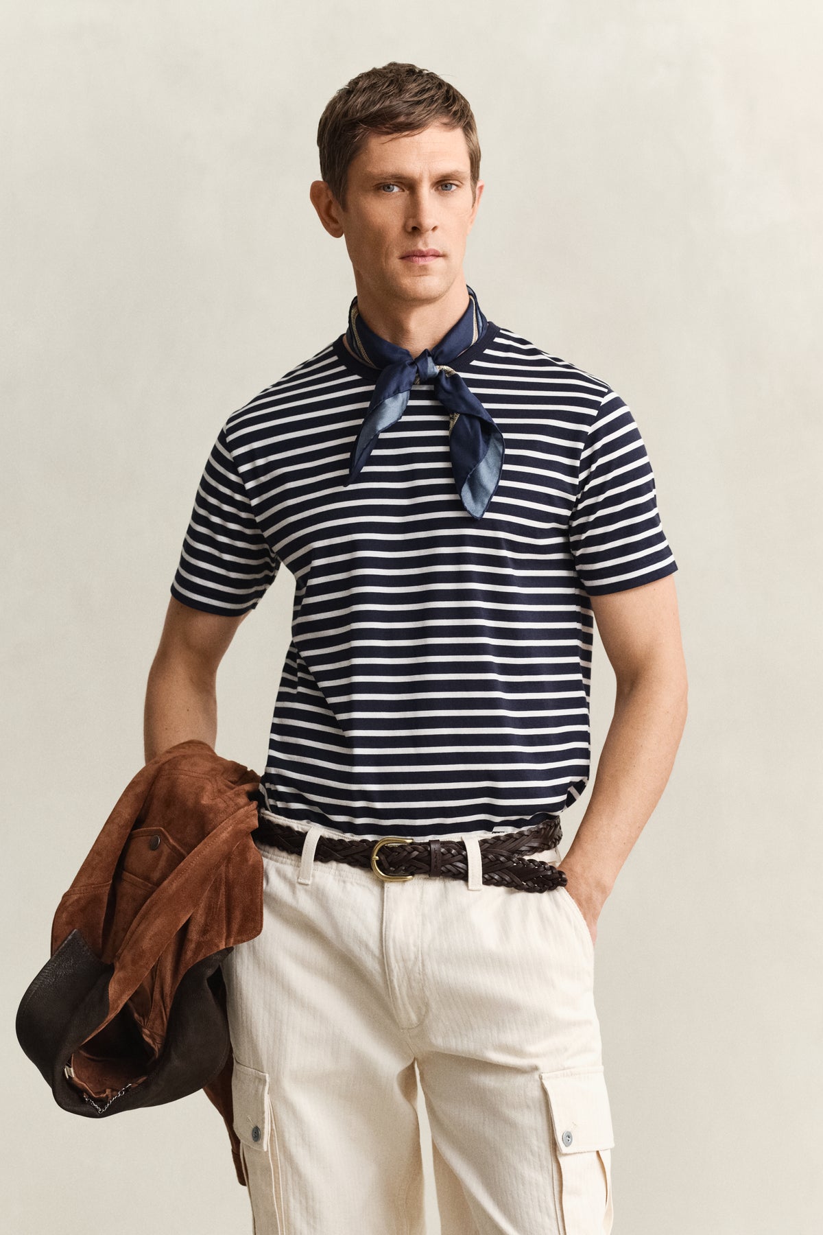 EVENING BLUE, PIMA STRIPE SS TSHIRT, FRONT-VIEW BY GANT AU.