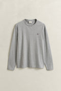 GREY MELANGE, Shield Long Sleeve T-Shirt, FLAT-LAY BY GANT AU.