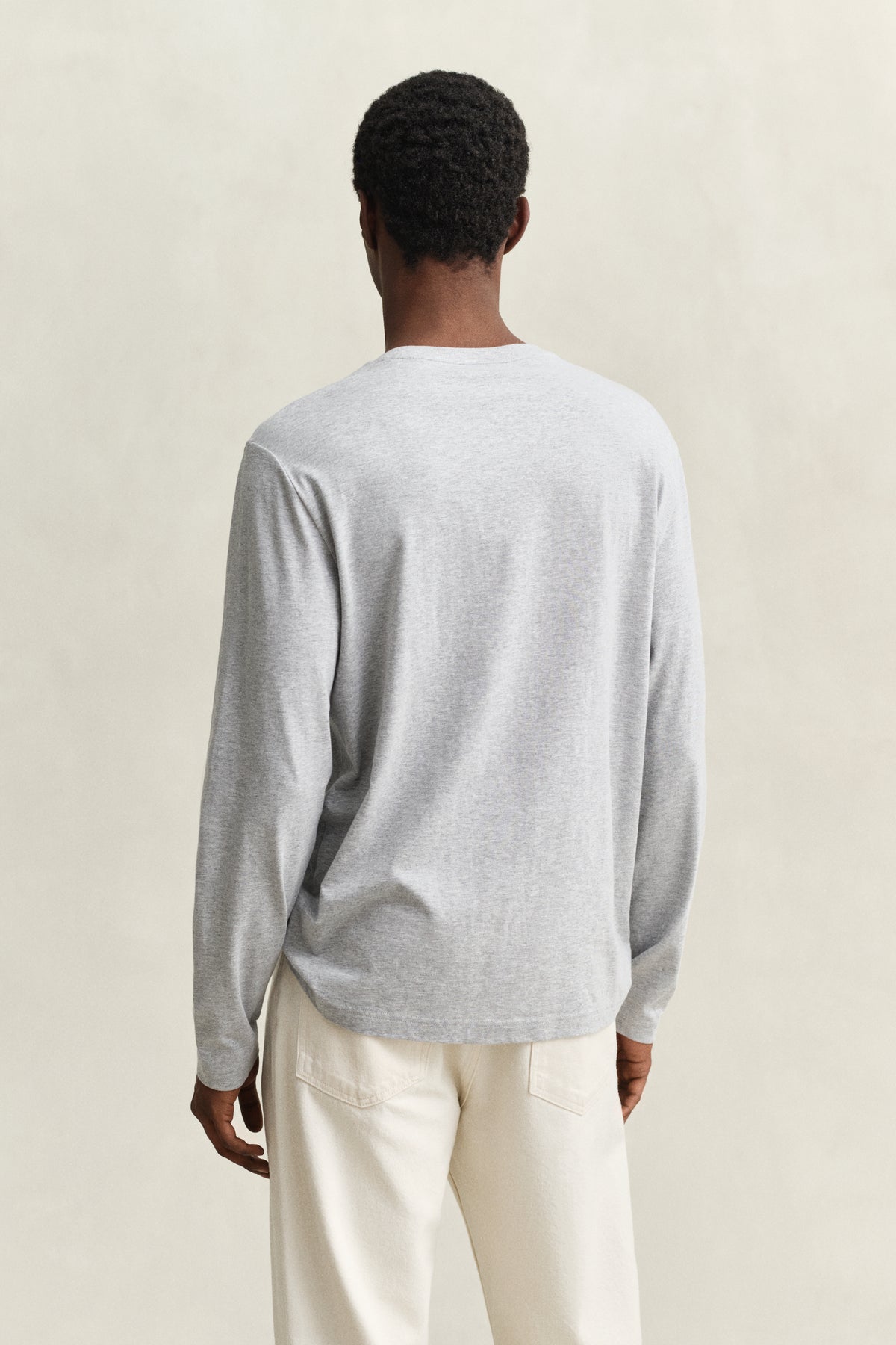 GREY MELANGE, Shield Long Sleeve T-Shirt, BACK-VIEW BY GANT AU.
