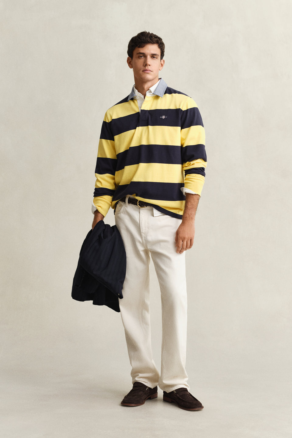 Chambray Collar Striped Heavy Rugger