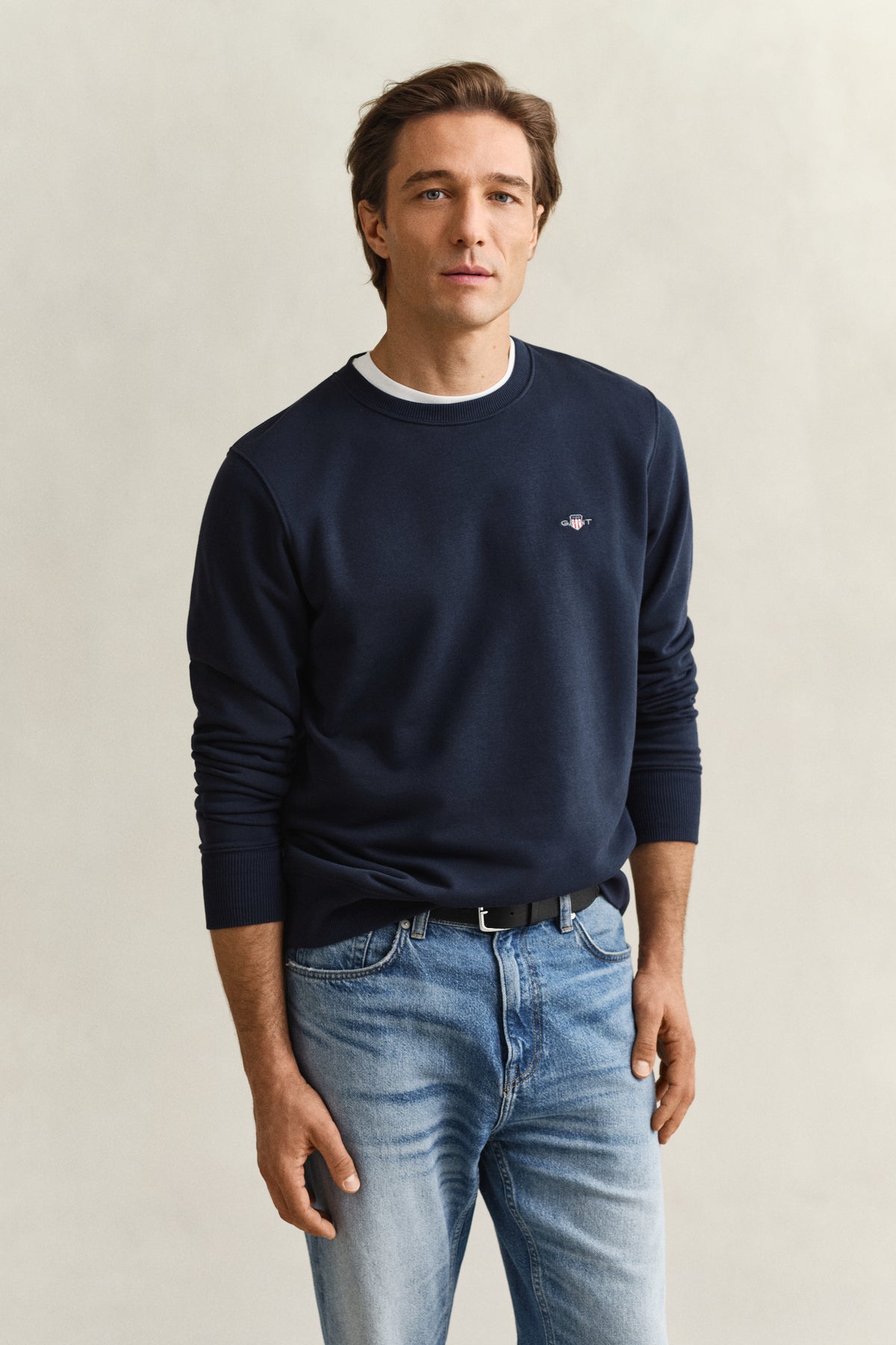EVENING BLUE, REG SHIELD C-NECK SWEAT BY GANT AU.