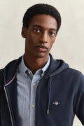 EVENING BLUE, REG SHIELD FULL ZIP HOODIE, CLOSE-UP BY GANT AU.