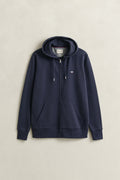 EVENING BLUE, REG SHIELD FULL ZIP HOODIE, FRONT-VIEW BY GANT AU.