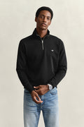 BLACK, REG SHIELD HALF ZIP SWEAT BY GANT AU.
