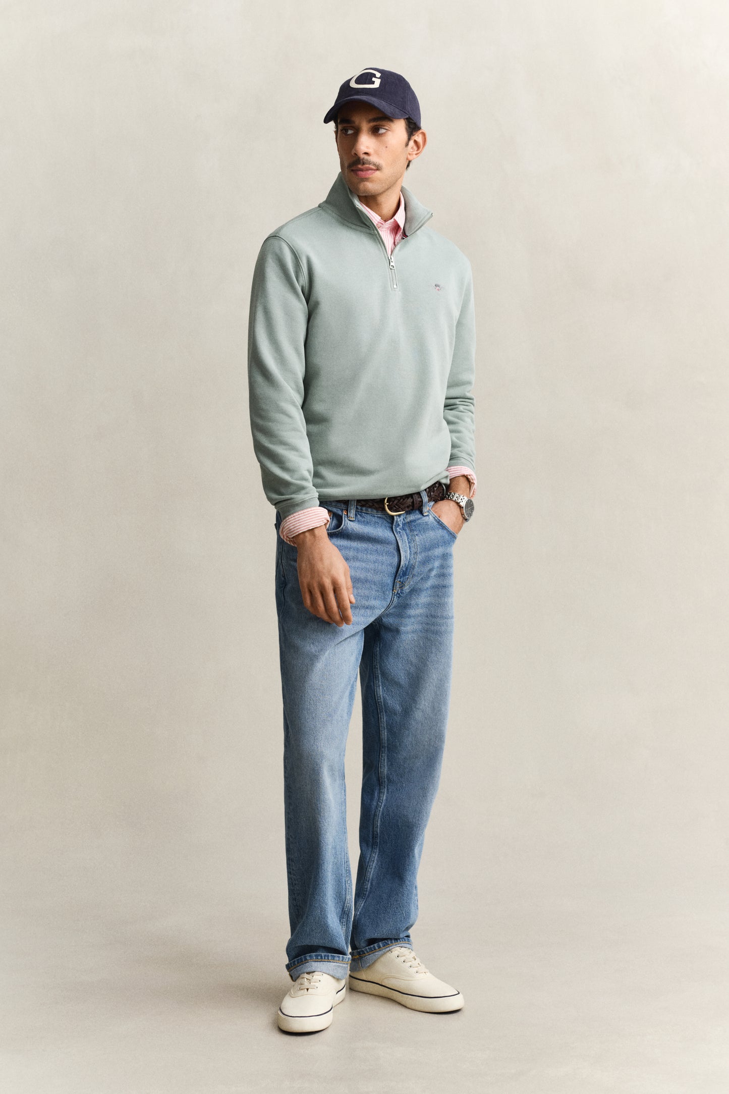 CERAMIC GREY, REG SHIELD HALF ZIP SWEAT BY GANT AU.