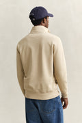 OAT BEIGE, REG SHIELD HALF ZIP SWEAT, BACK-VIEW BY GANT AU.