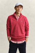 ROSE RED, REG SHIELD HALF ZIP SWEAT, FRONT-VIEW BY GANT AU.