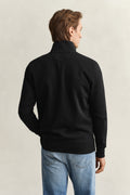 BLACK, REG SHIELD FULL ZIP SWEAT, BACK-VIEW BY GANT AU.