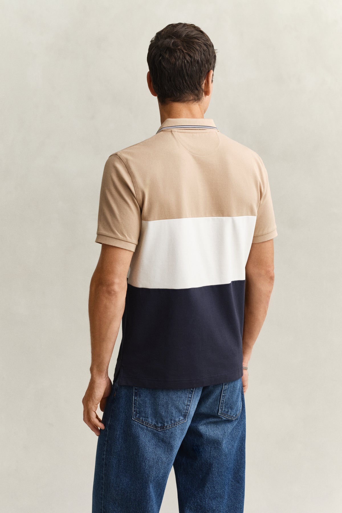 EVENING BLUE, CUT AND SEWN SS POLO, BACK-VIEW BY GANT AU.