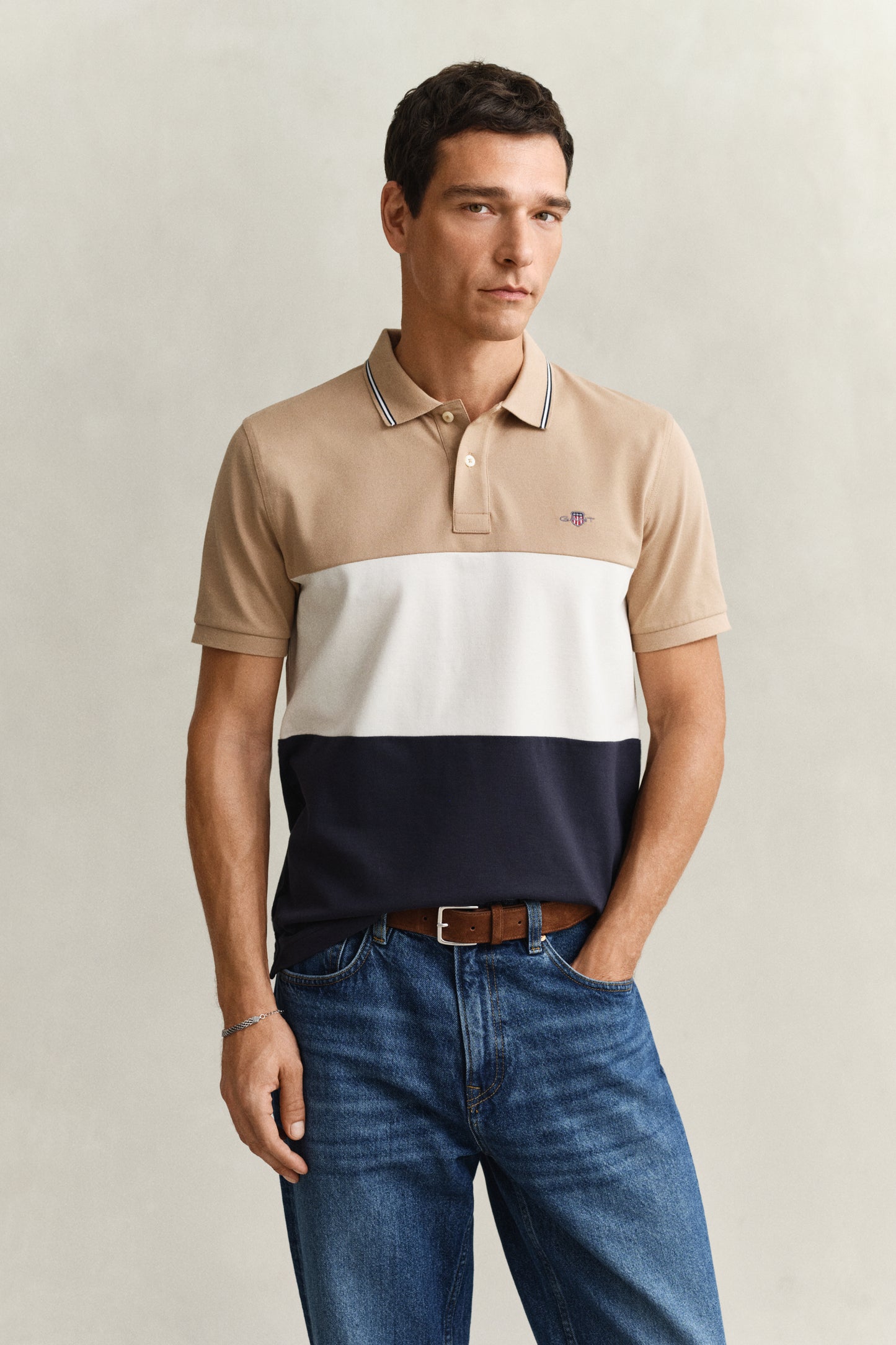 EVENING BLUE, CUT AND SEWN SS POLO, FRONT-VIEW BY GANT AU.