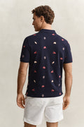 EVENING BLUE, EMBROIDERED SS POLO, BACK-VIEW BY GANT AU.