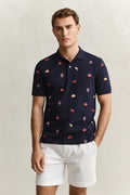 EVENING BLUE, EMBROIDERED SS POLO, FRONT-VIEW BY GANT AU.