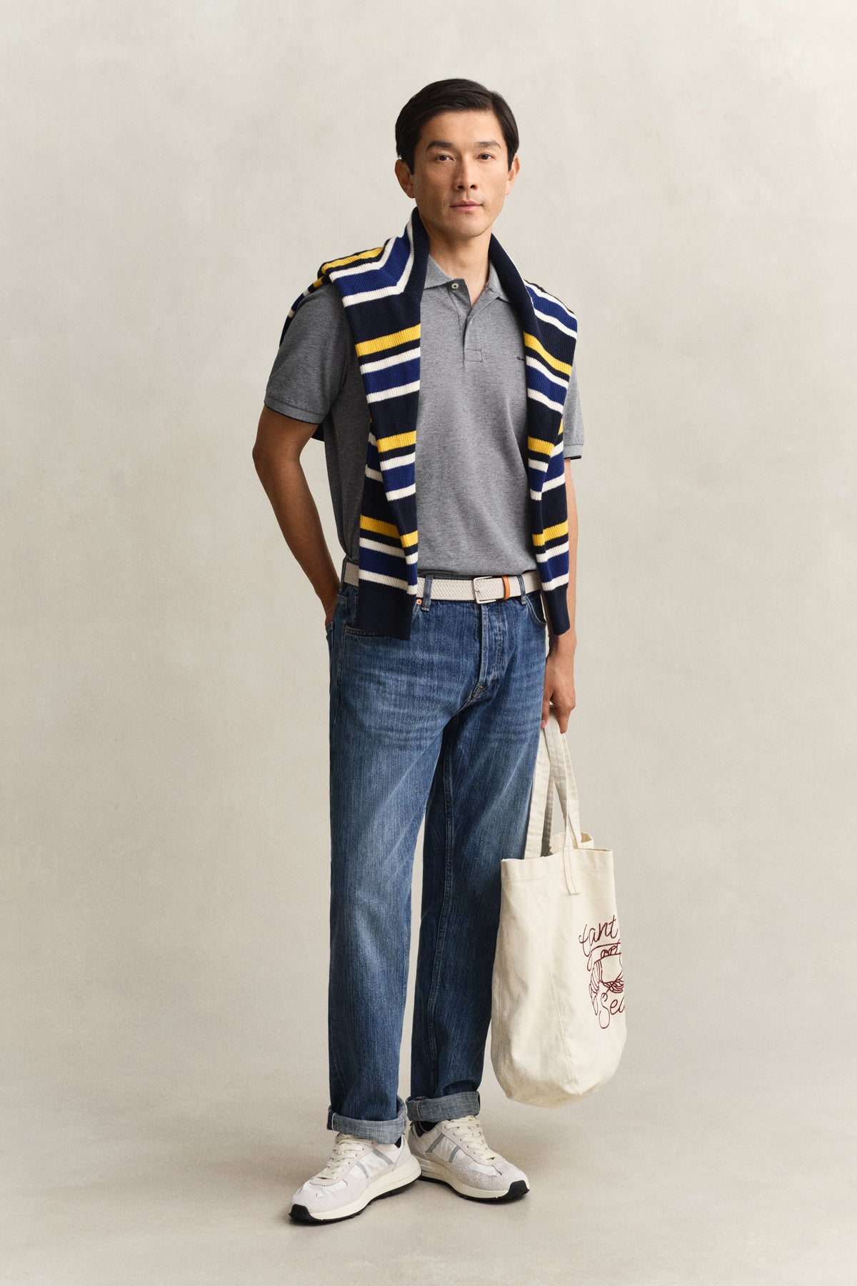 EVENING BLUE, Two-Toned Polo shirt BY GANT AU.