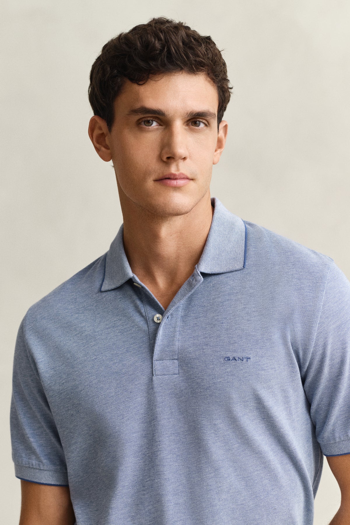 VINTAGE BLUE, 2 TONE SS POLO, CLOSE-UP BY GANT AU.