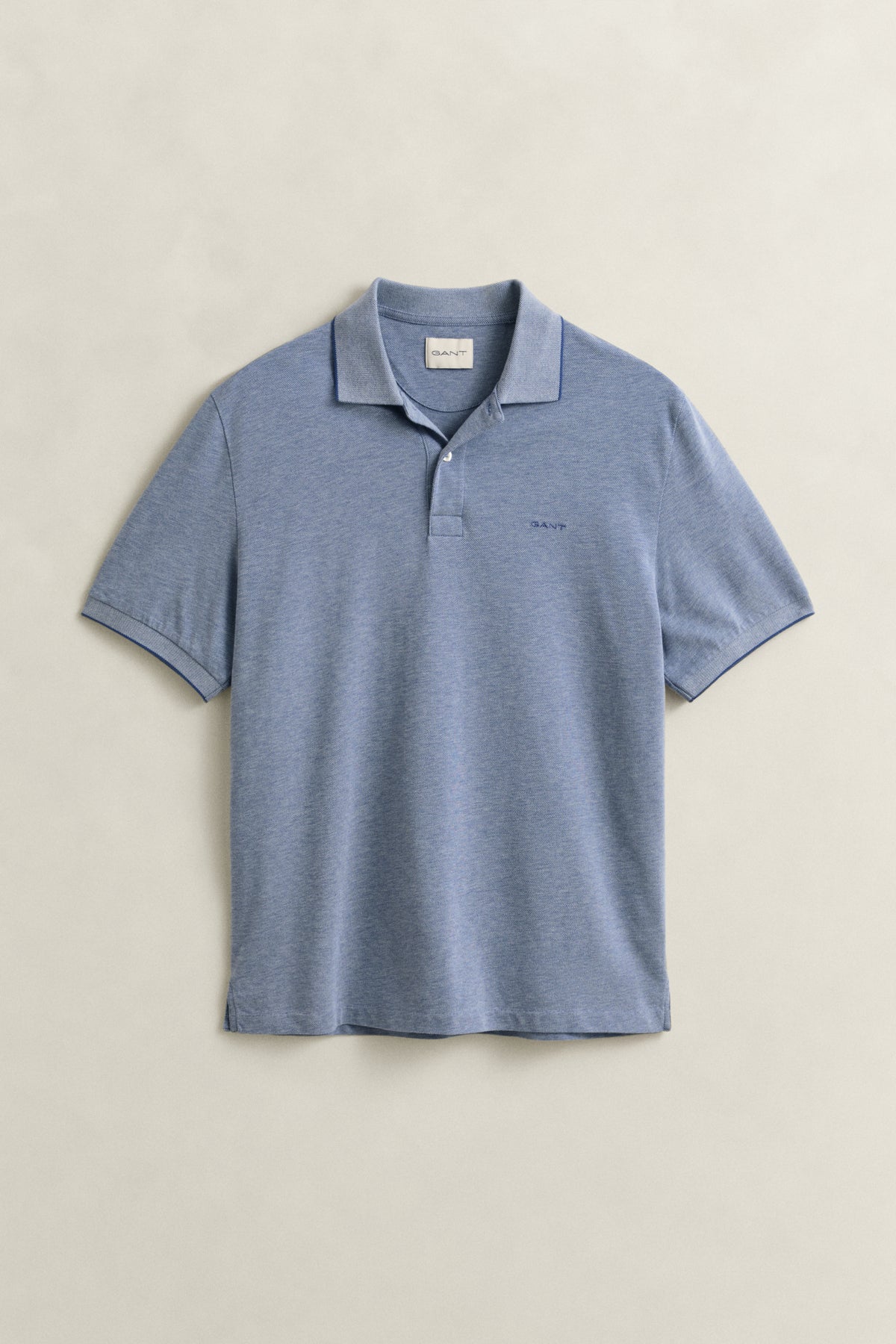 VINTAGE BLUE, 2 TONE SS POLO, FLAT-LAY BY GANT AU.