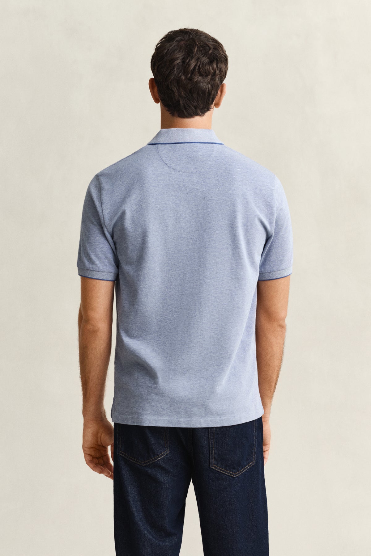 VINTAGE BLUE, 2 TONE SS POLO, BACK-VIEW BY GANT AU.