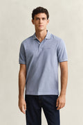 VINTAGE BLUE, 2 TONE SS POLO, FRONT-VIEW BY GANT AU.