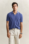 VINTAGE BLUE, WASHED SLUB SS POLO, FRONT-VIEW BY GANT AU.