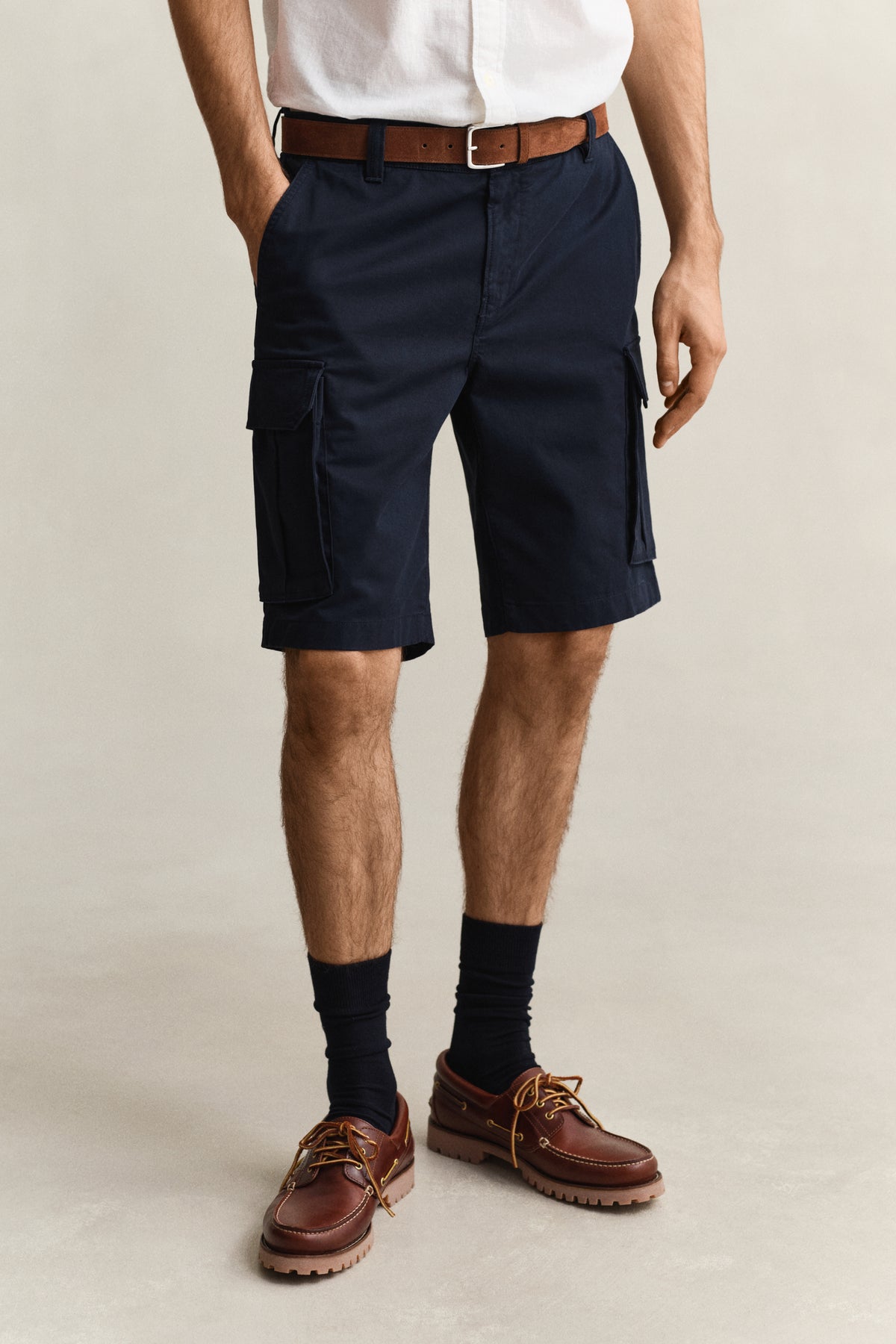 MODEL WEARING Cargo Shorts