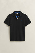 BLACK, REG CONTRAST PIQUE SS POLO BY GANT AU.