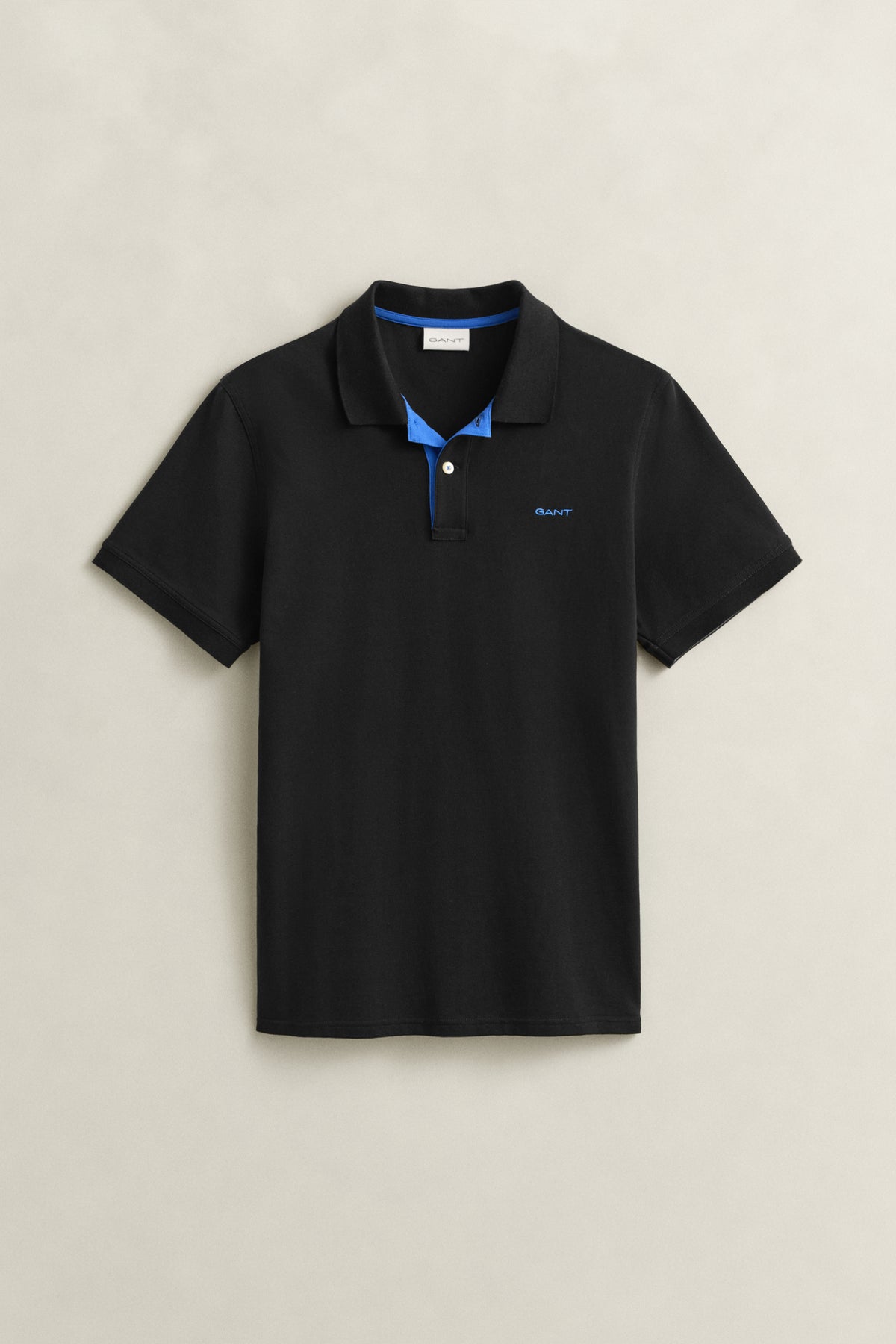 BLACK, REG CONTRAST PIQUE SS POLO BY GANT AU.