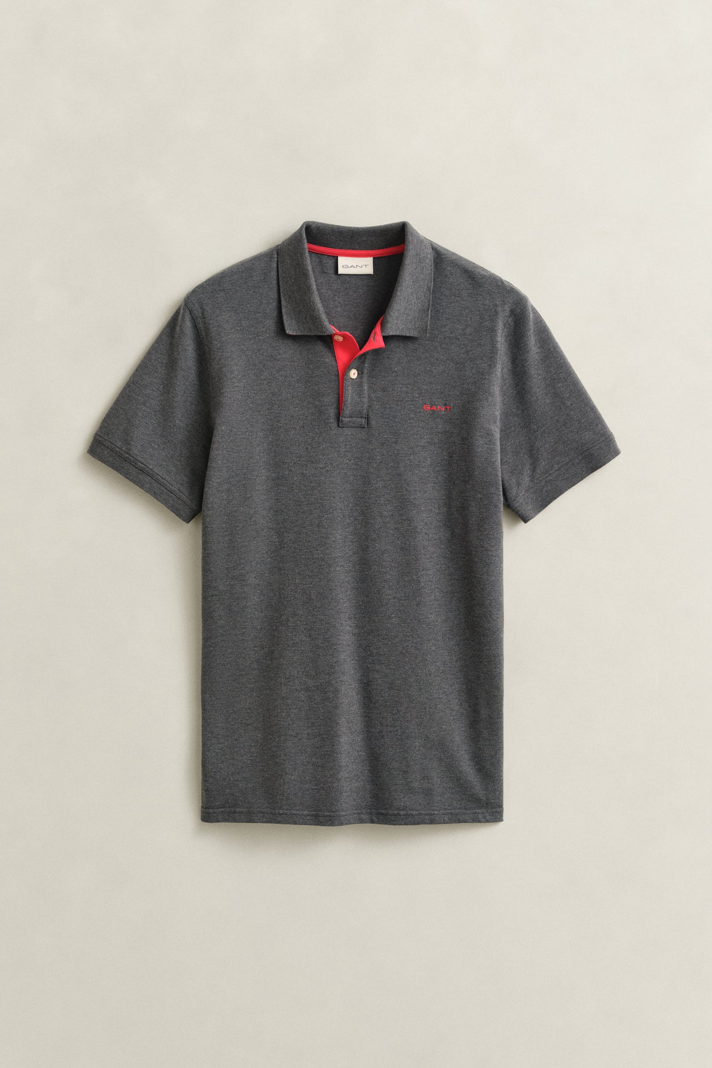 ANTRACIT MELANGE, REG CONTRAST PIQUE SS POLO, FRONT-VIEW BY GANT AU.