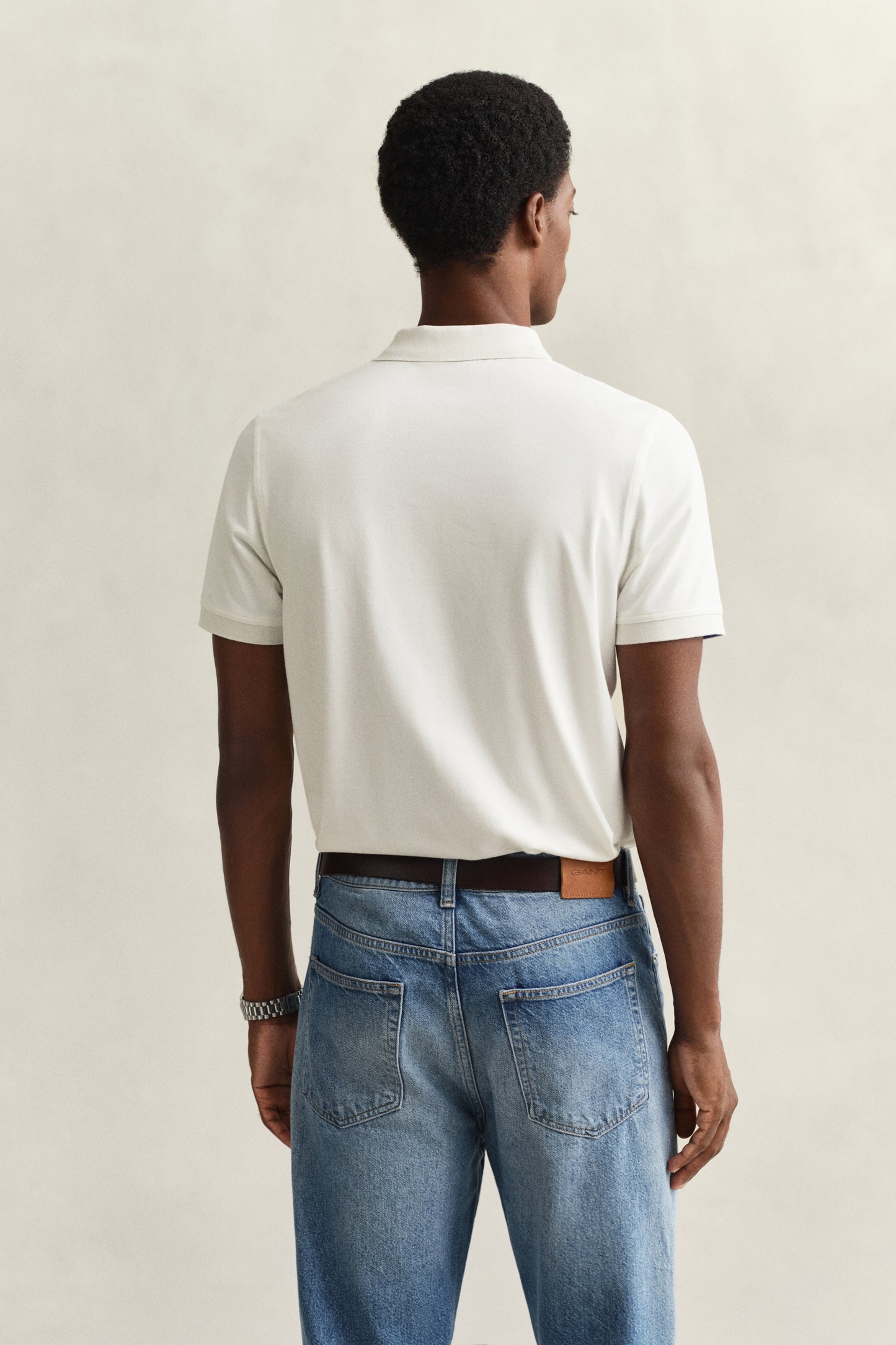 EGGSHELL, REG CONTRAST PIQUE SS POLO, BACK-VIEW BY GANT AU.